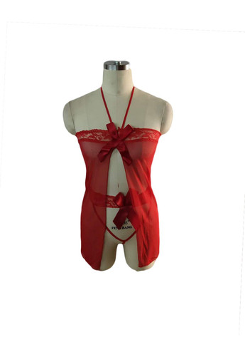 Пеньюар с трусиками и бантом S-L Красный S&L (368893447)