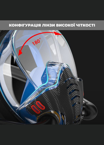 Маска для плаванья S/M 5.0 Double Полнолицевая панорамная Снорклинг Маска на все лицо для купания ныряния 4 клапана И VelaSport (275995228)