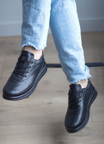 Zlett Кеды женские из натуральной кожи и перфорации черный з натуральная кожа, украина — лето (284664259)