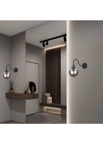 Черное стеклянное бра модерн "Шар" (56-WPR150F3-1 BK+BK) No Brand (375438496)