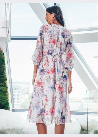 Белое белое платье-миди с цветочным принтом и вырезом Dressa