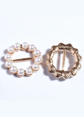 Пряжка жемчужная Круглая, металлическая, 19х18 мм, золото No Brand (341731058)