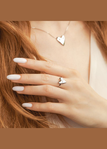 Колье серебряное протяжка большое Сердце на тонкой цепочке без камней No Brand (354722027)