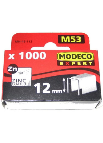 Скоби (53/12 мм, 1000 шт) оцинковані (20593) Modeco (286422571)