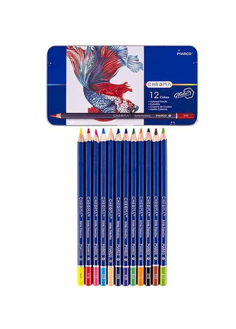 Марко Цветные карандаши Chroma для рисования Набор цветных карандашей для детей в металлическом пенале Marco (321144117)