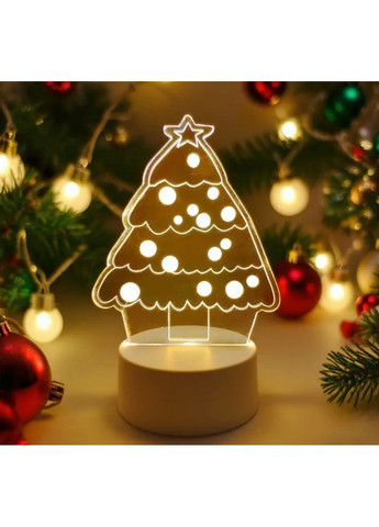 Нічник-світильник настільний 3D "Ялинка зі снігом" від USB SAM-337 No Brand (368785929)