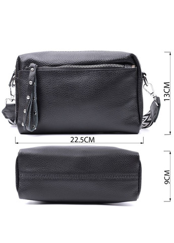 Сумка кроссбоди с широким ремнем через плечо женская со стильным бегунком черная 22654 Vintage (329197839)