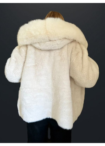 Жіноча шуба з капюшоном, опушка відстібна Молоко No Brand (358202948)
