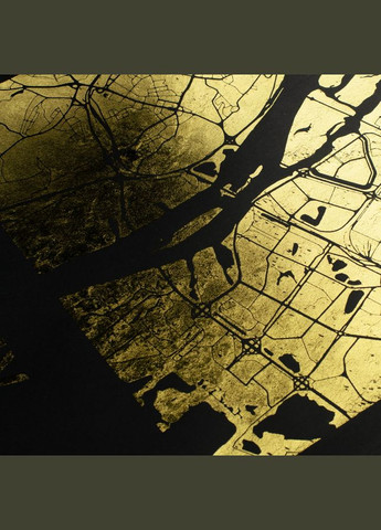 Постер "Карта города" персонализированный А3 (BDpl-40) gold-black BeriDari (293814581)