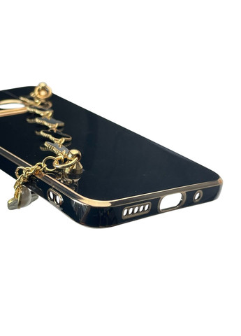 Чехол для телефона Redmi 10C женский с ремешком и украшениями и золотой окантовкой на сяоми редми 10с черный gs1 Xiaomi (366230398)