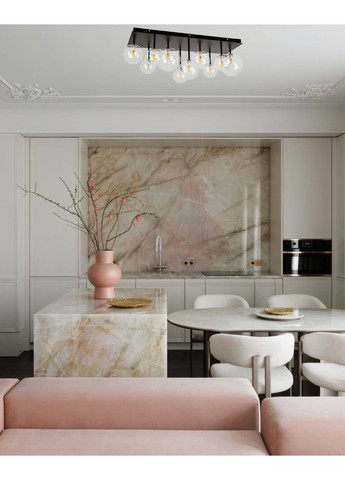 Черная потолочная современная люстра на 10 плафонов (99-X7253F-10 BK+CL) No Brand (370071602)