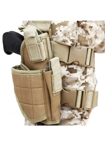 Кобура сумка стегнова на ногу військова тактична регульований розмір з відділенням для магазину 42х11 см (474291-Prob) Пісок Unbranded (283323605)
