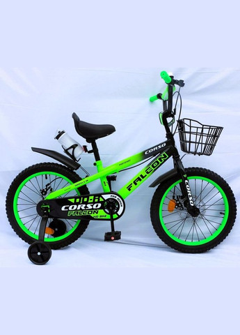 Велосипед Falcon двухколесный 18 дюймов з дополнительными колесами корзина звоночек (FL-18057) Corso (326599942)