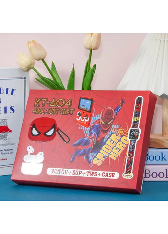 Комплект дитячий з бездротовими навушниками TWS у чохлі годинником ігровою ретро консоллю (482246-Prob) Людина Павук Unbranded (372503874)