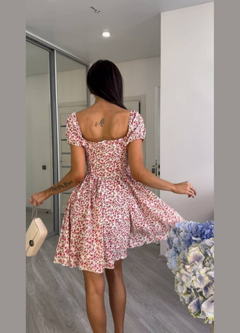 Белое праздничный, повседневный, кэжуал женское платье FINO Mode с цветочным принтом