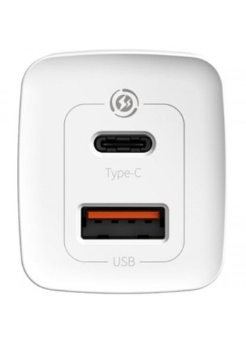 Зарядний пристрій 2xUSB 65W GaN (USBC+USB-A) white (CCGAN2L-B02) Baseus 2xusb 65w gan (usb-c+usb-a) white (268140139)
