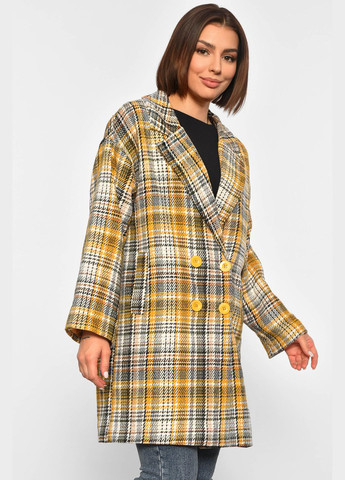 Бежева демісезонна пальто жіноче молочного кольору в клітину Let's Shop