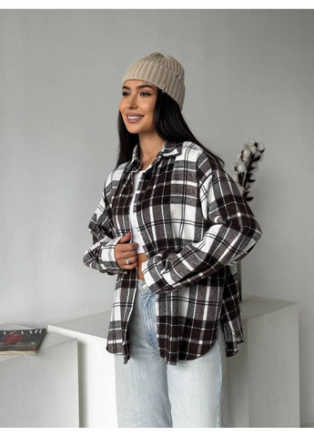 Коричневая кэжуал рубашка в клетку MonCher с длинным рукавом