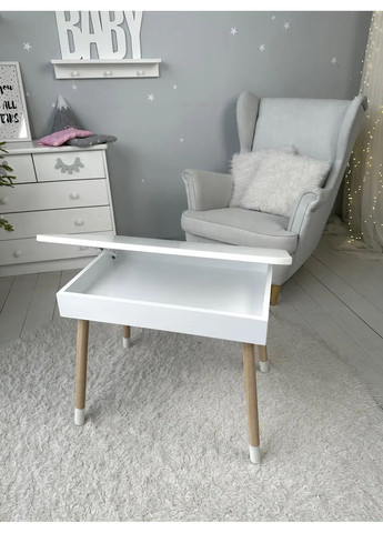 Столик з відкидним верхом 54х60х45 і стільчик метелик 26х26х24, стіл та стілець для злопчика від 1 року, білий No Brand (335039861)