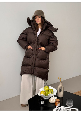 Коричневий зимній Пуховик No Brand