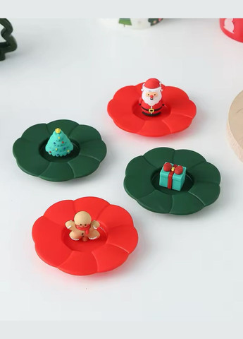 Чашка з зображенням подарунка та ручкою у вигляді ялинки + ложечка у зеленому кольорі. Подарункова упаковка No Brand (315034630)