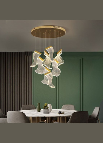 Люстра светодиодная подвесная LED светильник для квартиры на потолок лэд 26906 Латунь 35-200х6х24 см. Sunnysky (364756202)