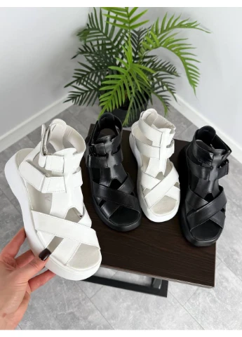 Белые женские босоножки из кожи No Brand