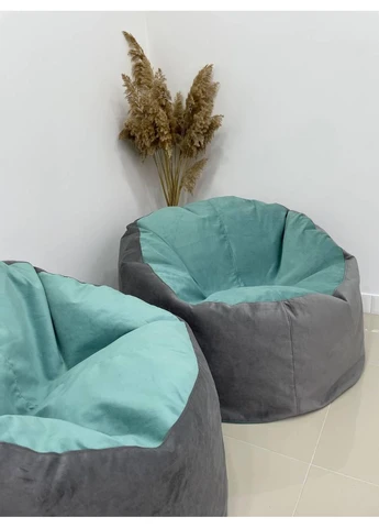 Кресло - мешок Облако 100 см Florida Aqua + Florida Dark Grey SkyPuff (361258718)