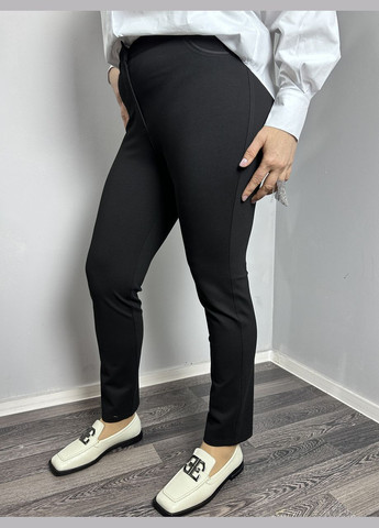 Жіночі класичні штани прямі чорні великого розміру MKJL1001-1 Modna KAZKA (277159932)