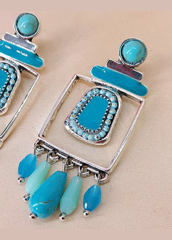Сережки бирюзовые Бохо No Brand (328445705)