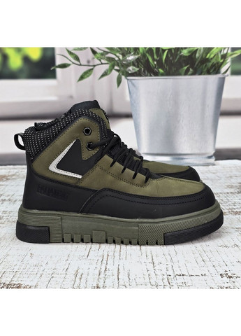 Черевики зимові підліткові для хлопчика хакі з чорним Paliament (369445239)