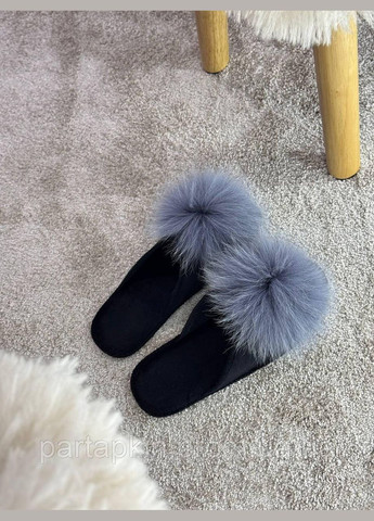 Тапочки жіночі для ламінату з натуральним хутром паркетні No Brand (365963295)
