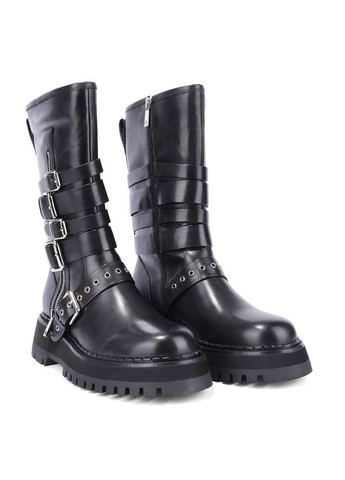 Осенние женские ботинки a25157-1082 черная кожа MIRATON