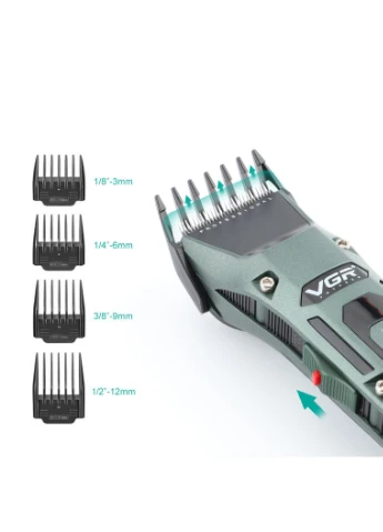 Беспроводная машинка для стрижки волос с дисплеем и USB + 4 насадки, VGR V-696 / Аккумуляторная машинка для стрижки No Brand (395825889)