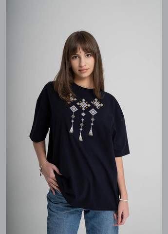 Женская футболка черного цвета с геометрическим узором "Мелания" L-XL Melanika g-96 (285763838)