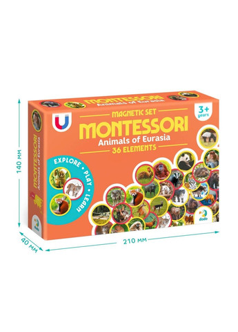 Детский магнитный набор Монтессори "Животные на континентах: Евразия" 200285, 36 элементов DoDo Toys (368834640)