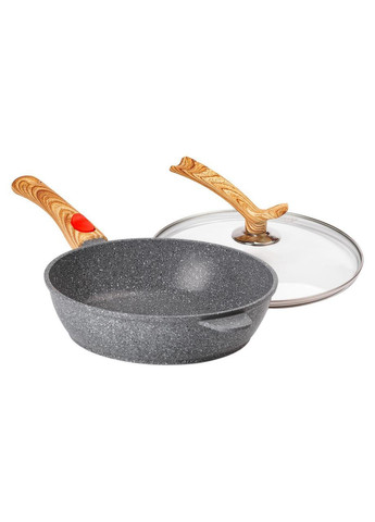 Алюмінієва глибока сковорода (2,8 л) зі скляною кришкою Ø 26 см сіра HP-4-464G MGC (368767327)