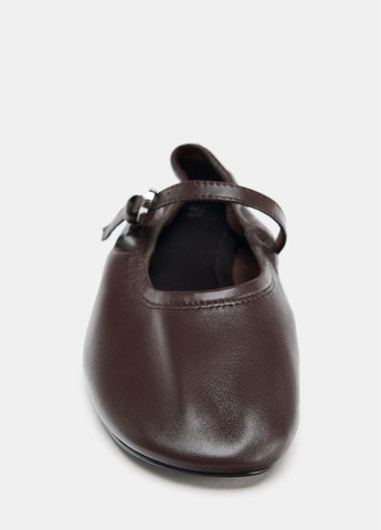 Жіночі балетки Zara | коричневі однотонні натуральна шкіра (363040691)