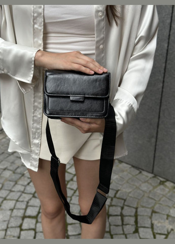 Жіноча чорна класична сумка 6006 крос-боді через плече на тонкому ремінці No Brand (299279307)