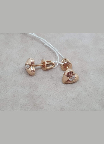 Золоті сережки-пуссети Сердечки з діамантами. 5031135 No Brand (337171889)