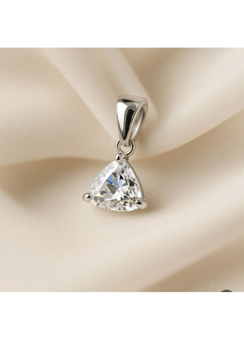 Серебряная подвеска кулон с Треугольным Белым камнем серебро 925 пробы Родированное 1690-6п 0.98г No Brand (355343924)