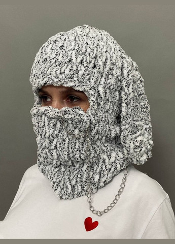 Alize в'язана балаклава шапка puffy сніговий леопард, з вухами зайця та ланцюжком (2546599) комбінований виробництво - Туреччина