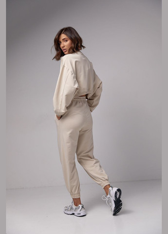 Жіночий спортивний костюм з укороченим світшотом та джогерами Liton (296909091)