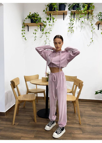 Велюровый оверсайз костюм с укороченной зип-кофтой Україна (352267708)