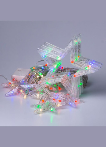 Гирлянда штора 3х0,7 м Звезды на 108 LED лампочек светодиодная 6 больших и 6 маленьких звезд 9 В 8 режимов 1733053ML Garlando (370707931)