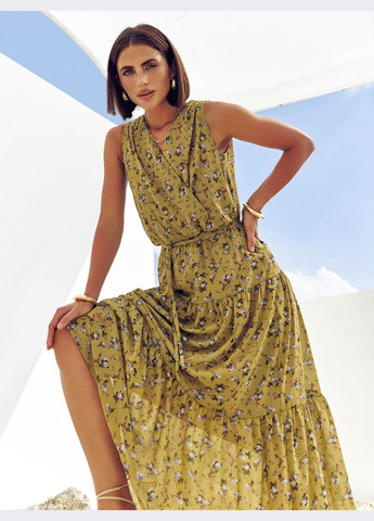 Зелена кежуал сукня-міді в квітковий принт зелена Dressa з квітковим принтом