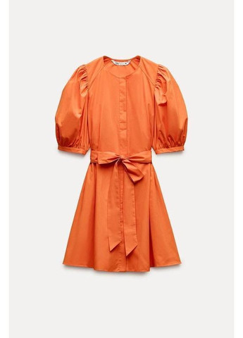 Помаранчева поплінова сукня zw collection Zara