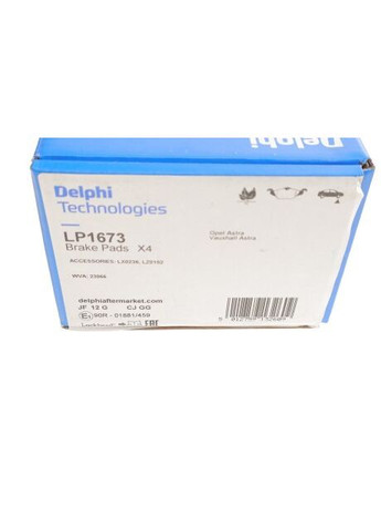 Колодки гальмівні (передні) Opel Astra G/Zafira A 94-09 (Continental) LP1673 UA63 Delphi (332797357)