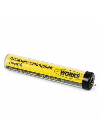 Припій олов'яно-свинцевий діаметр 1.5 мм, вага 15 г, олово 60% свинець 40% 31046 W15015 Work's (393250810)