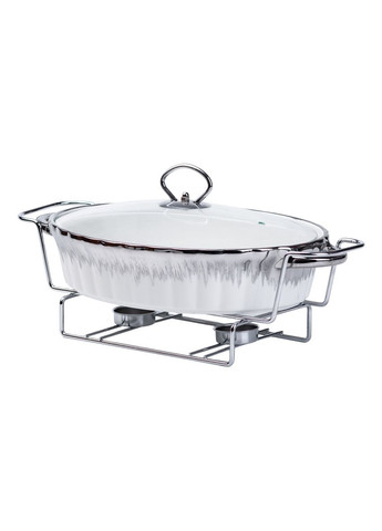 Мармітниця керамічна овальна Yiwu HP1023 зі скляною кришкою 1.5л хром No Brand (352527741)